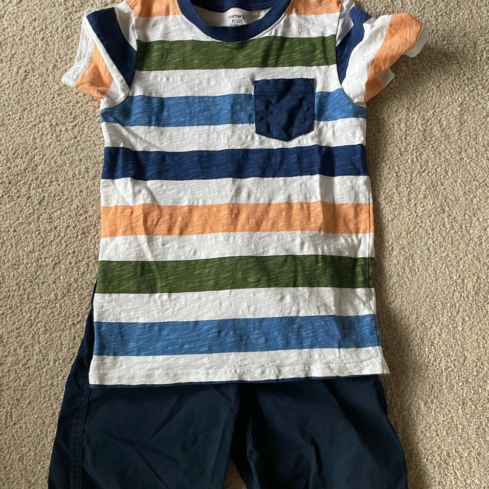 Stripe T-shirt and pull on shorts